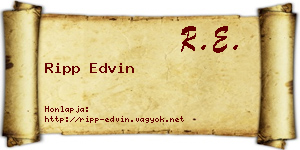 Ripp Edvin névjegykártya